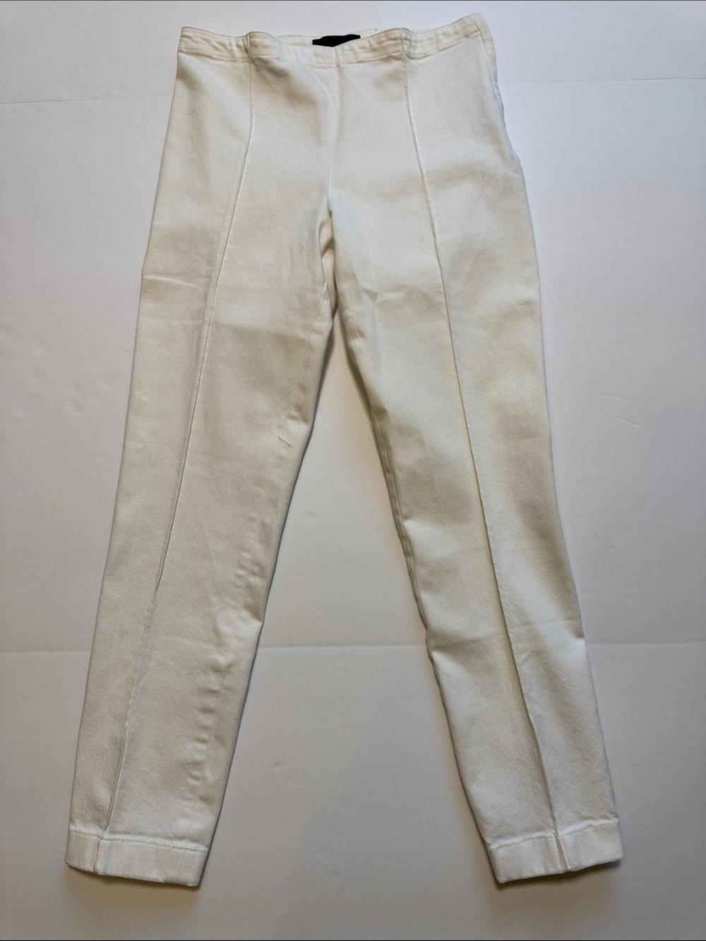 THE ROW White Tailored Trousers Cotton Blend Side Zip Front Back Seam M Minimal